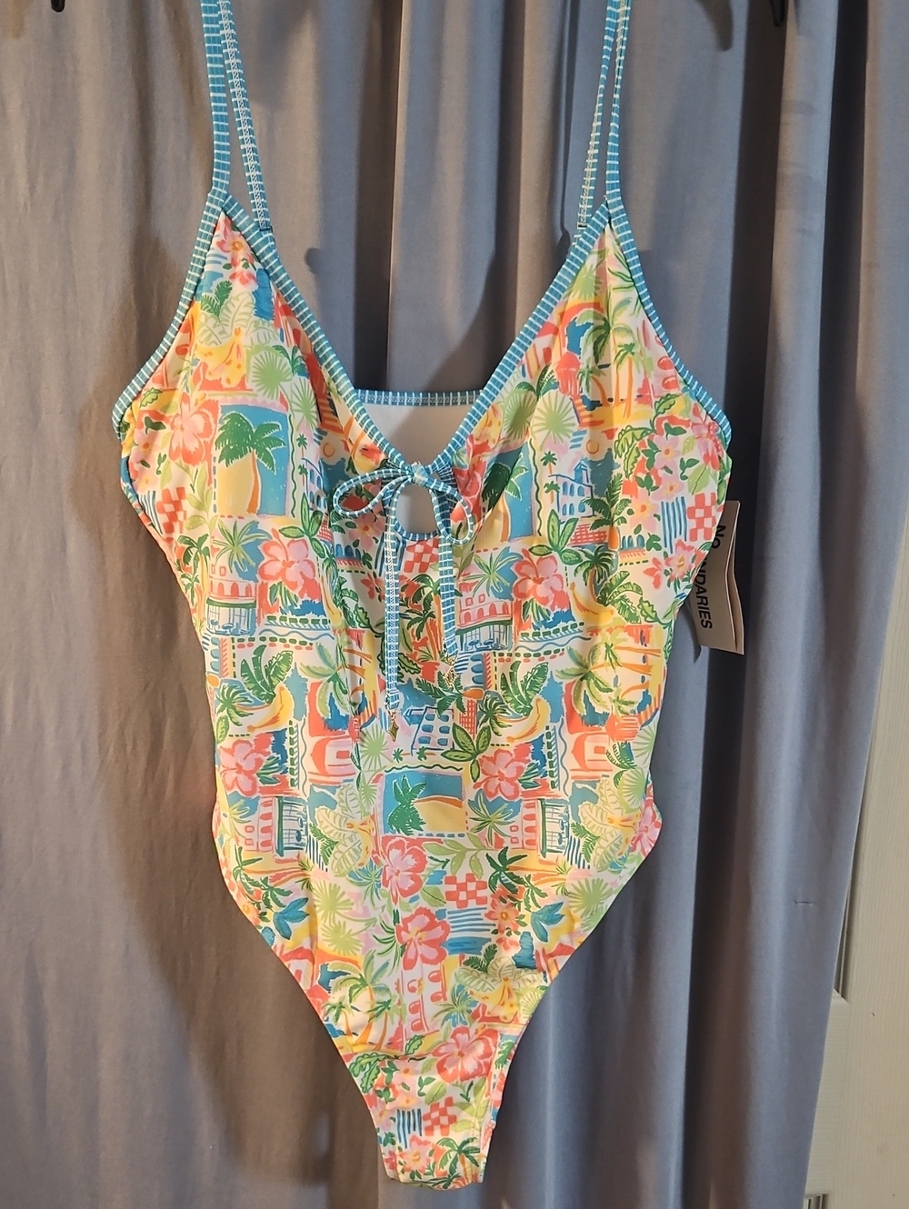 No Boundaries Scoop Neck One Piece Swimsuit: VIVID TROPICAL: NWT: XXL (20)
